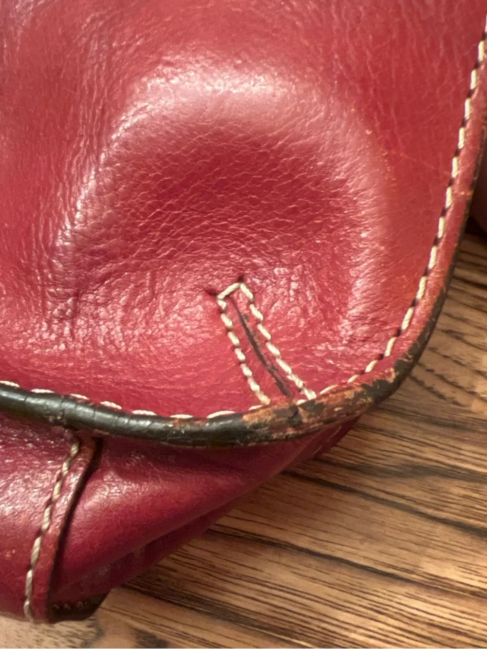 Vintage FOSSIL Sedona Red Saddle Leather Double Handle Handbag Purse